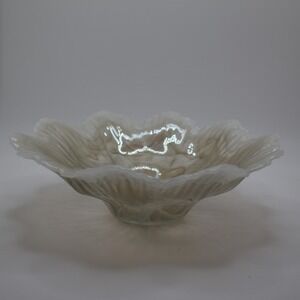 Murano Art Glass Bowl Italy Hand Blown Swirl Ruffled Edge‎ Scalloped Decorative